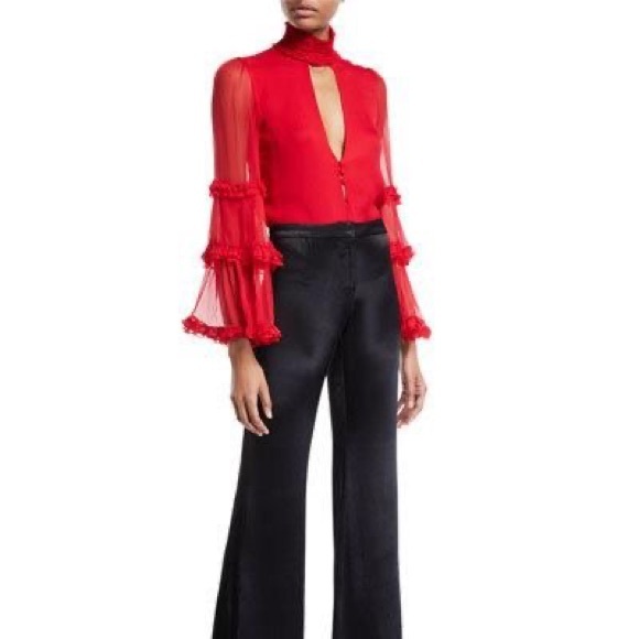 Alexis Hiro red mock neck silk long sleeve top NWOT - Picture 6 of 11